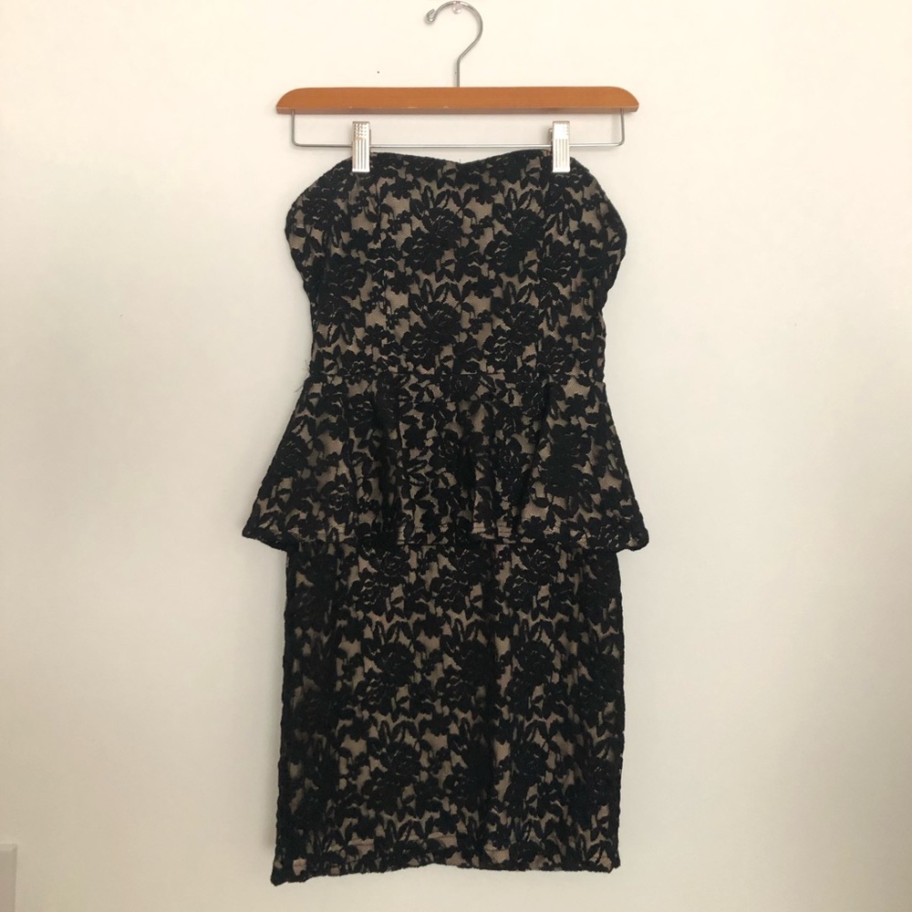 Black Lace Peplum Dress